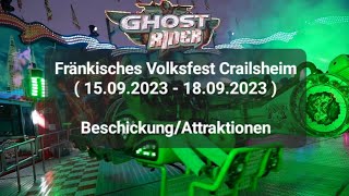 Fränkisches Volksfest Crailsheim  15092023  18092023   Beschickung  Attraktionen [upl. by Erelia]