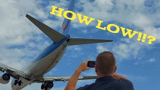 Low level plane spotting Skiathos Airport [upl. by Iznik]