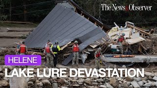 Scenes of Helene flooding devastation around NCs Lake Lure [upl. by Jacqueline]