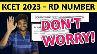 KCET 2023  RD NUMBER NOT MATCHED amp CANT EDIT RD NUMBER  NO NEED TO WORRY  KANNADA [upl. by Ynottirb]