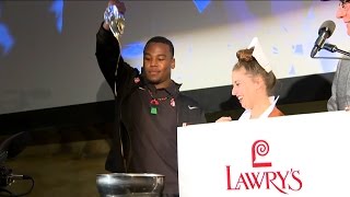 Stanford football chows down at Lawrys Beef Bowl before 2016 Rose Bowl [upl. by Ardie]