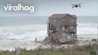 Oceanfront Home Collapses in North Carolina  ViralHog [upl. by Lupien408]