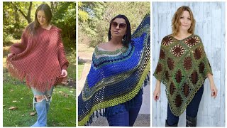 Chales largos y ponchos tejidos a crochet modernos y elegantes de tendencia trend [upl. by Corabel]