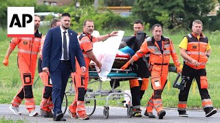 Slovakia Prime Minister Robert Fico arrives at hospital after being shot [upl. by Yenrab]