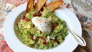 Salad Lyonnaise  Frisee Salad with Shallot Dijon Dressing Bacon and Poached Egg [upl. by Annahc]