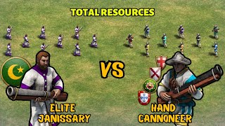 Elite Janissary vs Every Civ Specific Hand Cannoneer  AoE II DE [upl. by Pennington811]