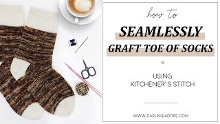 HOW TO Invisible Seam Grafting Toe Of Socks In Knitting Via Kitchener Stitch  How To Knit [upl. by Resneps446]