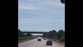 Convertable White Car Freeway Portugal with NY Music [upl. by Namzzaj]