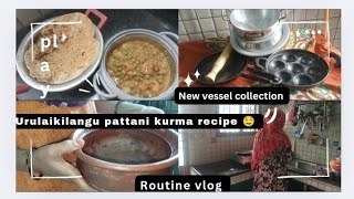 Urulaikilangu pattani kurma recipe 🤤 New vesselcollection seasoning clay potTalesofshaju7 [upl. by Anneres863]