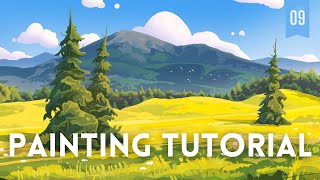 Environment Painting in Procreate  Yellow Field FULL TUTORIAL [upl. by Leavelle]