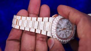 Patek Phillipe Rose Gold Chronograph Watch 2450 Diamonds 28 Carats [upl. by Ardnazxela]