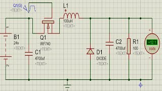 BUCK CONVERTER 24V to 12V in proteus  Buck Converter simulation in proteus [upl. by Arod]