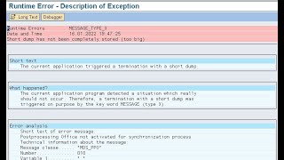 Runtime Errors MESSAGE TYPE X Postprocessing Office not activated When saving customervendor [upl. by Htebazle]