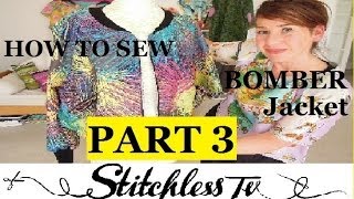 How to sew a ribbed neckline on a Bomber Jacket  PART 3 [upl. by Aplihs]