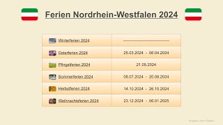 Ferien Nordrhein Westfalen 2024 [upl. by Gimble]