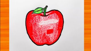 How to draw apple picture  appel drawing for kids  fruit drawing step by step [upl. by Darnall]