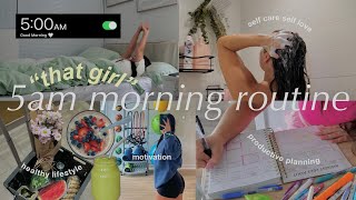 5AM morning routine 🌱 how to be THAT GIRL  motivation changing my life productive planning 2023 [upl. by Natsirt]