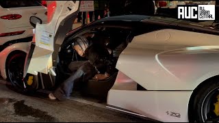 Travis Scotts 5M Ferrari LaFerrari Aperta Shuts Down Hollywood Blvd [upl. by Nauhs]