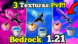 🔴 3 TEXTURAS para PVP en Minecraft PE 121X FPS  Texturas Gama Baja  Bedrock 121 [upl. by Fancie]