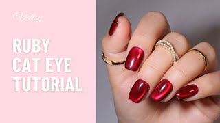 Vettsy Ruby Cat Eye Nail Set Step By Step Tutorial [upl. by Asyal]