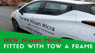 New Nissan Micra Fitted With A Tow A Frame Motorhome Car Towing System  A Frame Towing [upl. by Ynohtnad]