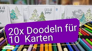 🎄 20 Tannen Doodeln für 10 KARTEN  Kreativsein mit wenig Material [upl. by Leia]