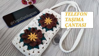 TELEFON TAŞIMA ÇANTASI❤️ Crochet bag❤️ Handmade bag ❤️ Motif Çanta 🌸 Çiçek telefon çantası [upl. by Stoeber]