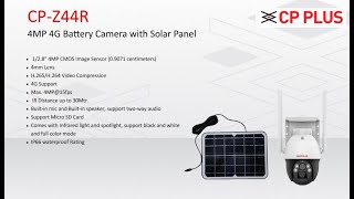 CP Z44R CP PLUS 4MP 4G Camera with Solar Panel [upl. by Miuqaoj933]