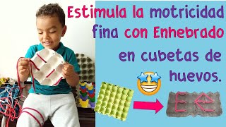 🤩Enhebrado en cubetas de huevos para estimular la motricidad fina🤩 [upl. by Ytsrik130]