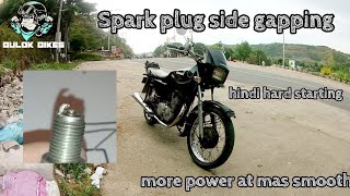 Spark plug Side Gapping sa kawasaki barako [upl. by Hendrik]