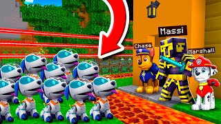 PAW PATROL ME AYUDA A DEFENDER MI CASA DE APOCALIPSIS DE PERROBOT EN MINECRAFT 😱 [upl. by Prochora]