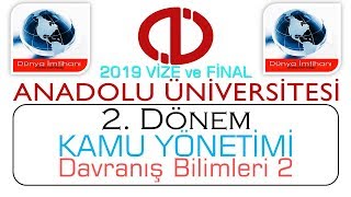 2019  AÖF  KAMU YÖNETİMİ  DAVRANIŞ BİLİMLERİ 2 [upl. by Eileek446]