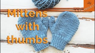 How to knit Mittens with Thumbs for Children step by step  So Woolly [upl. by Senaj]