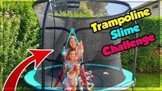 TRAMPOLINE BLINDFOLDED SLIME CHALLENGE  Slime à laveugle [upl. by Nivrek853]