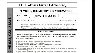 Fiitjee Jee AdvancedReshuffing Test 2 South Delhi kalu Sarai Question paper and solutions [upl. by Darce]