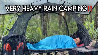 ⚡️VERY HEAVY RAIN CAMPING WITH THUNDERSTORM‼️HEAVY RAIN IN FLOATING TENT amp TRANSPARENT PLASTIC TARP [upl. by Sefton]