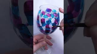 Easy Glass Painting  Botanical Wine Glass shorts glasspainting wineglass [upl. by Sekofski566]