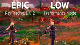 Fortnite  RTX 4060  i5 12400F  Low Performance Mode vs Epic  Ray Tracing [upl. by Tnecillim]