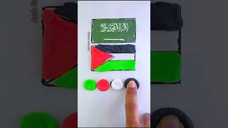 رسمت أعلام الدول العربية كلها💪😁 رسم علم السعودية 🇸🇦 رسم palestine makeuptutorial السعودية art [upl. by Lorre]