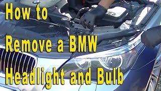 How To Remove BMW 5 Series Headlight  Bulb Replacement [upl. by Blount]