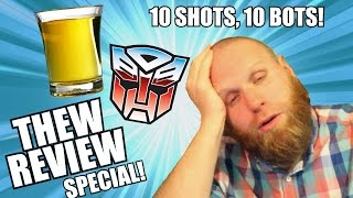 10 Shots 10 Bots Drunken Transformers Toy Review Challenge [upl. by Rik]