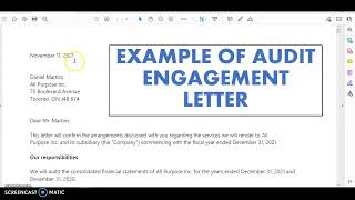 WHAT AN AUDIT ENGAGEMENT LETTER LOOKS LIKE Contents of an audit engagement letter [upl. by Uella]