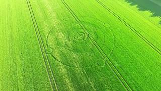 Crop Circle nr Space Science Centre Chilcomb Down Winchester Hampshire By Drone 2017 4K [upl. by Nosnhoj]