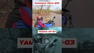 Kawasaki Ninja 500 Vs Yamaha MT03 Exhaust Notes Compared🔊 comparison [upl. by Abih]