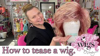 Wigs By VanityHow to tease a wig [upl. by Ymerrej]