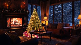 Cozy Christmas Ambience  Relaxing snowstorm fireplace  Winter wonderland ASMR [upl. by Noeht]