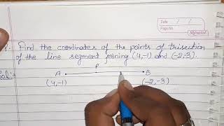 How to find the coordinate of the points of trisection of the line segment joining two points [upl. by Rainwater]