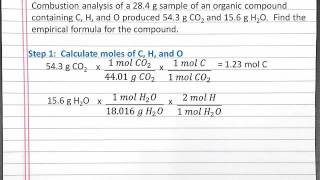 CHEMISTRY 101 Finding Empirical Formula Using Combustion Analysis for a Compound with C H O [upl. by Larrabee]