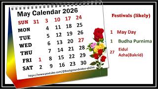 May Calendar 2026 maycalender2026 [upl. by Rochette]