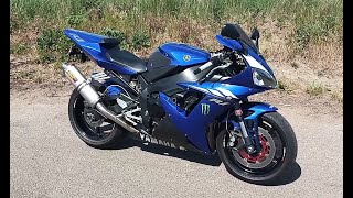 Yamaha R1 2003 5pw fork swap  wheel conversion [upl. by Refinaj]